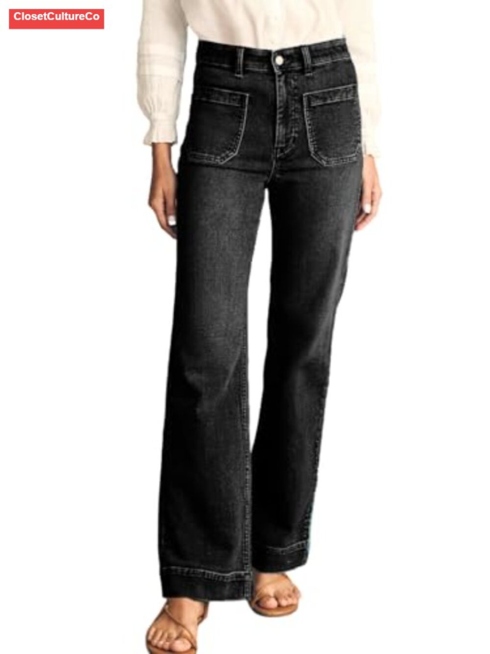 Women's Wide Leg High Waisted Stretchy Denim Jeans